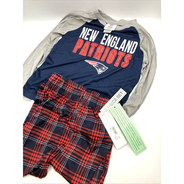 NFL New England Patriots Boys 2 Piece Long Sleeve Shirt Pants Sleep Set, XS 4/5 - Long Island Liquidation