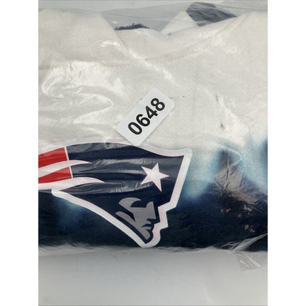 NFL New England Patriots Girls Dip - Dyed Crop Hooded Sweatshirt Blue/White, L - Long Island Liquidation