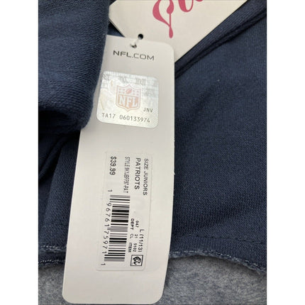 NFL New England Patriots Girls Dip - Dyed Crop Hooded Sweatshirt Blue/White, L - Long Island Liquidation