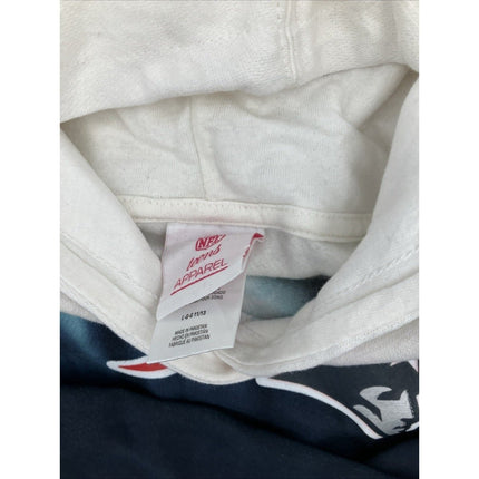 NFL New England Patriots Girls Dip - Dyed Crop Hooded Sweatshirt Blue/White, L - Long Island Liquidation
