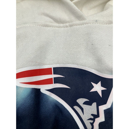 NFL New England Patriots Girls Dip - Dyed Crop Hooded Sweatshirt Blue/White, L - Long Island Liquidation