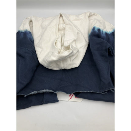 NFL New England Patriots Girls Dip - Dyed Crop Hooded Sweatshirt Blue/White, L - Long Island Liquidation