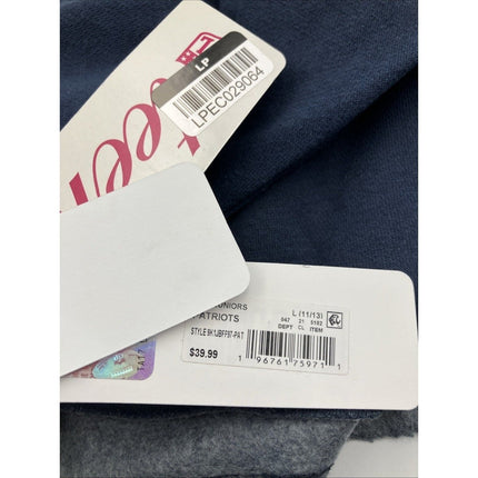 NFL New England Patriots Girls Dip - Dyed Crop Hooded Sweatshirt Blue/White, L - Long Island Liquidation