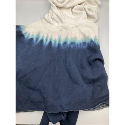 NFL New England Patriots Girls Dip - Dyed Crop Hooded Sweatshirt Blue/White, M - Long Island Liquidation