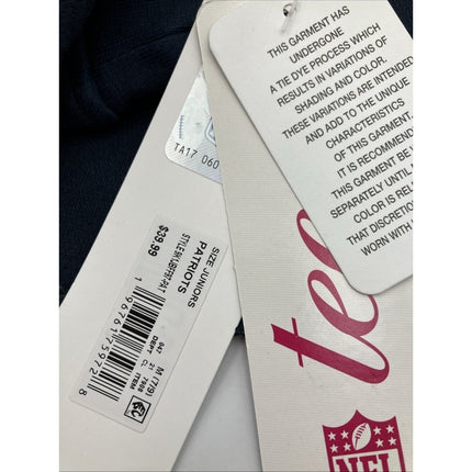 NFL New England Patriots Girls Dip - Dyed Crop Hooded Sweatshirt Blue/White, M - Long Island Liquidation