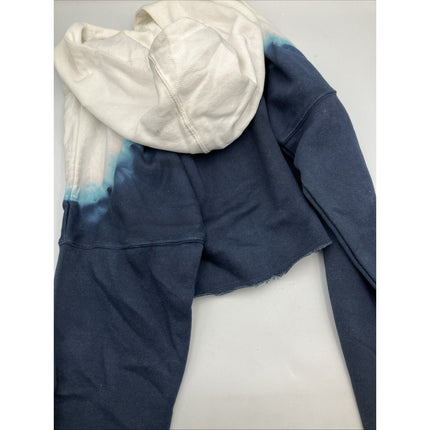 NFL New England Patriots Girls Dip - Dyed Crop Hooded Sweatshirt Blue/White, S - Long Island Liquidation