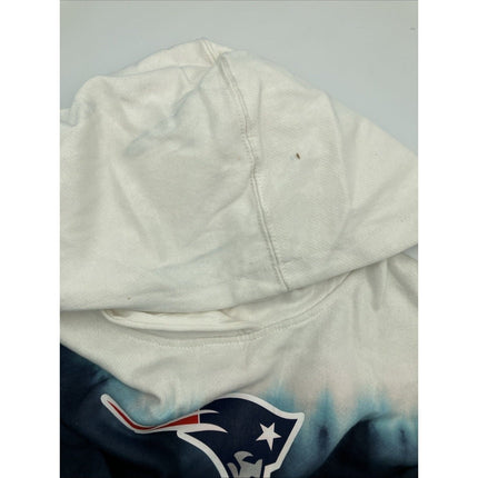 NFL New England Patriots Girls Dip - Dyed Crop Hooded Sweatshirt Blue/White, S - Long Island Liquidation