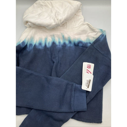 NFL New England Patriots Girls Dip - Dyed Crop Hooded Sweatshirt Blue/White, S - Long Island Liquidation