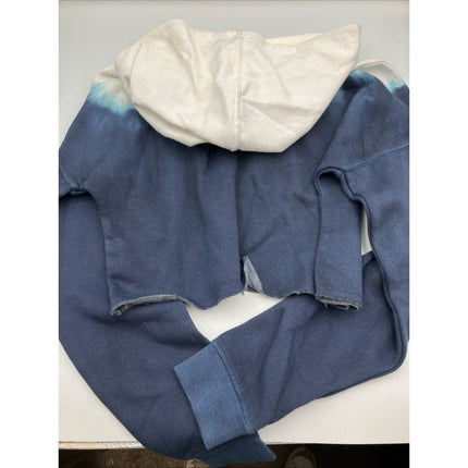 NFL New England Patriots Girls Dip - Dyed Crop Hooded Sweatshirt Blue/White, S - Long Island Liquidation