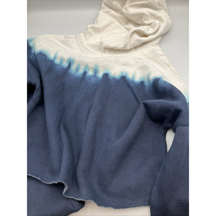 NFL New England Patriots Girls Dip - Dyed Crop Hooded Sweatshirt Blue/White, S - Long Island Liquidation