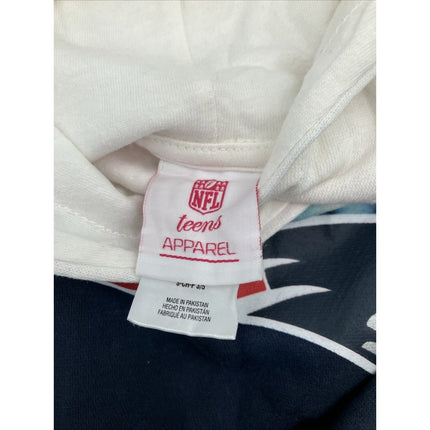 NFL New England Patriots Girls Dip - Dyed Crop Hooded Sweatshirt Blue/White, S - Long Island Liquidation