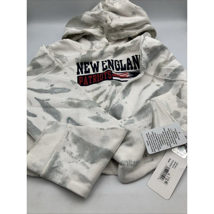 NFL New England Patriots Girls Gray Tie - Dye Crop Hooded Sweatshirt, Medium (7/8) - Long Island Liquidation