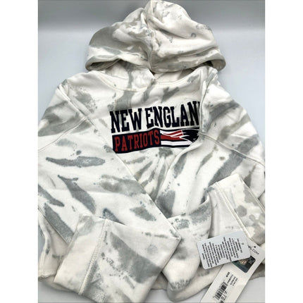 NFL New England Patriots Girls Gray Tie - Dye Crop Hooded Sweatshirt, Medium (7/8) - Long Island Liquidation