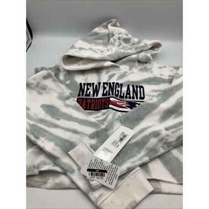 NFL New England Patriots Girls Gray Tie - Dye Crop Hooded Sweatshirt, Medium (7/8) - Long Island Liquidation