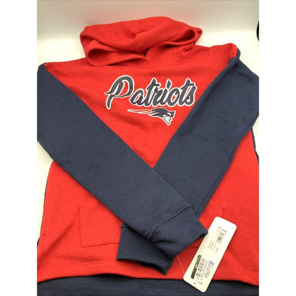 NFL New England Patriots Girls Long Sleeve Hooded Sweatshirt, Large (10/12) - Long Island Liquidation