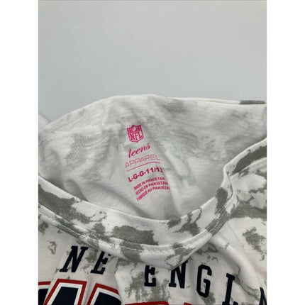 NFL New England Patriots Teen Girls Gray Tie - Dye Crop T-shirt, Large (11/13) - Long Island Liquidation