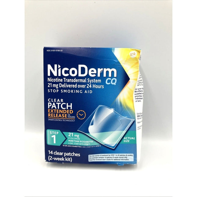 NicoDerm CQ Clear Patches 14ct 2 Week Kit Step 1 Extended Release - Long Island Liquidation