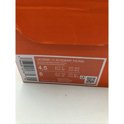 Nike DV4337 - 040 Legend 10 Academy FG/MG Soccer Cleats Black Chrome Blue US 4.5 - Long Island Liquidation