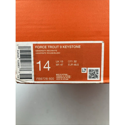 Nike FB9728 - 600 Force Trout 9 Keystone Baseball Cleat University Red White US 14 - Long Island Liquidation