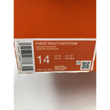 Nike FB9728 - 600 Force Trout 9 Keystone Baseball Cleat University Red White US 14 - Long Island Liquidation