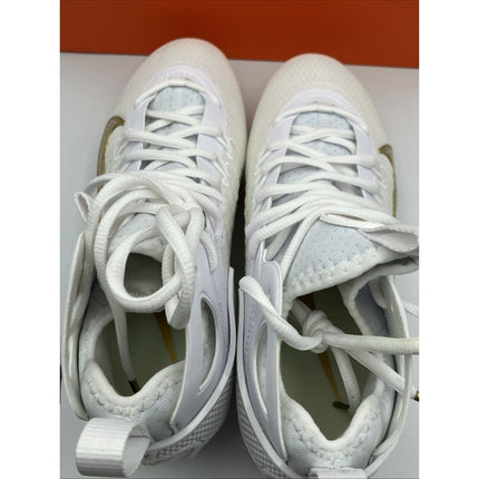 Nike Huarache 9 Elite Mid LAX - FD0088 100 - White / Gold - Mens 7 - Long Island Liquidation