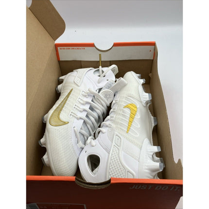 Nike Huarache 9 Elite Mid LAX - FD0088 100 - White / Gold - Mens 7 - Long Island Liquidation
