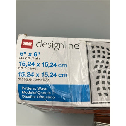 Oatey Designline 6 in. x 6 in. Stainless Steel Square Shower Drain Wave Pattern - Long Island Liquidation