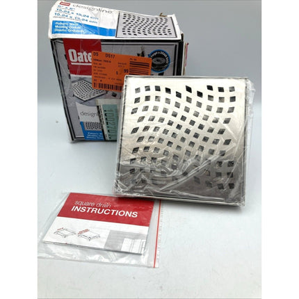 Oatey Designline 6 in. x 6 in. Stainless Steel Square Shower Drain Wave Pattern - Long Island Liquidation