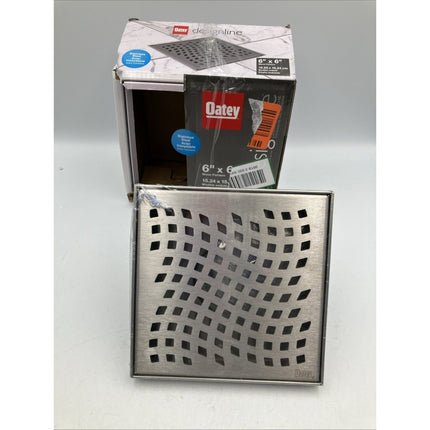Oatey Designline 6 in. x 6 in. Stainless Steel Square Shower Drain Wave Pattern - Long Island Liquidation