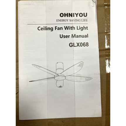 Ohniyou 58 Inch Ceiling Fan with Lights, 5 Blades Flush Mount Ceiling Fan - Long Island Liquidation