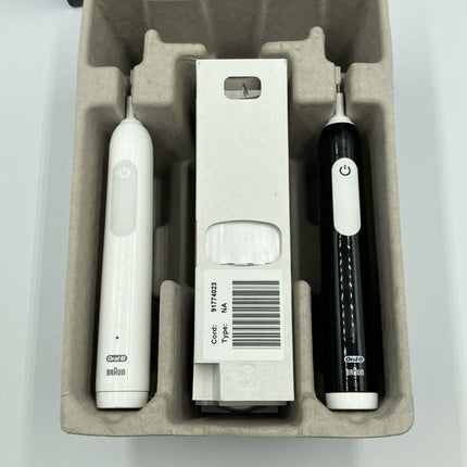 Oral B Pro 1000 Twin Pack Rechargeable Toothbrush Black & White NEW in OPEN BOX - Long Island Liquidation