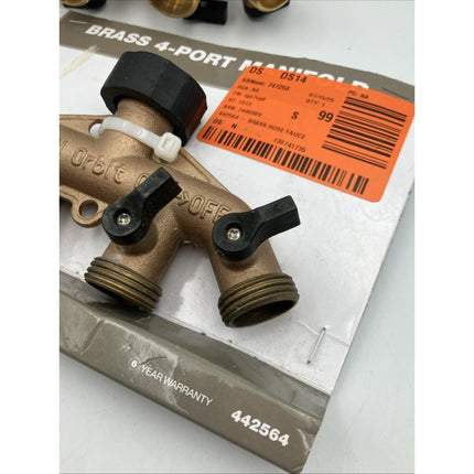 Orbit 4 - Outlet Hose Faucet Manifold Leak Proof Brass 442564 pair - Long Island Liquidation
