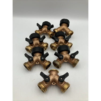 Orbit Heavy - Duty Brass 2 - Way Shut - Off Hose Faucet Adapter Hose Fitting LOT - Long Island Liquidation