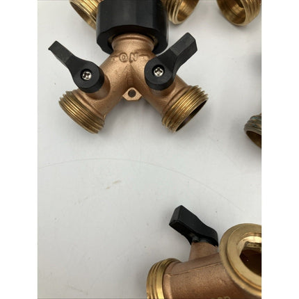 Orbit Heavy - Duty Brass 2 - Way Shut - Off Hose Faucet Adapter Hose Fitting LOT - Long Island Liquidation