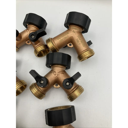 Orbit Heavy - Duty Brass 2 - Way Shut - Off Hose Faucet Adapter Hose Fitting LOT - Long Island Liquidation