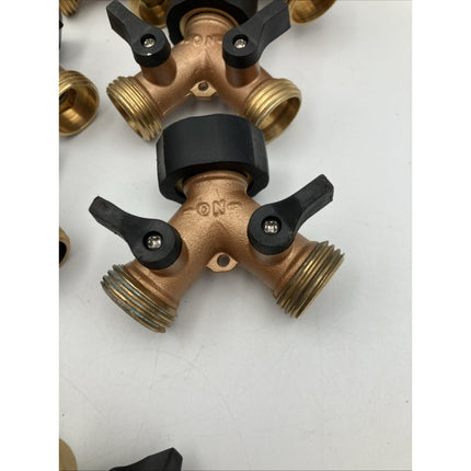 Orbit Heavy - Duty Brass 2 - Way Shut - Off Hose Faucet Adapter Hose Fitting LOT - Long Island Liquidation