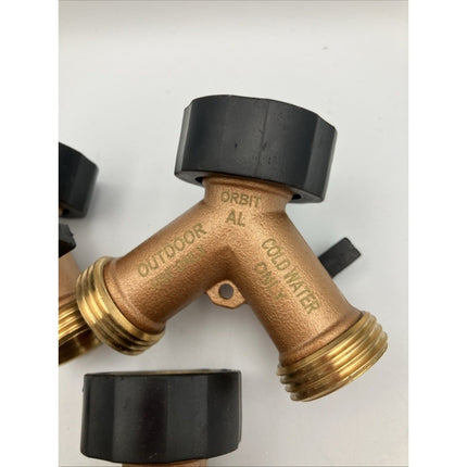 Orbit Heavy - Duty Brass 2 - Way Shut - Off Hose Faucet Adapter Hose Fitting LOT - Long Island Liquidation