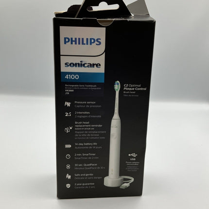 Philips Sonicare 4100 Power Toothbrush, Rechargeable Electric Toothbrush - White - Long Island Liquidation