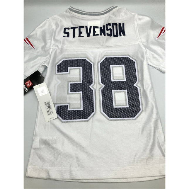 Rhamondre Stevenson 38 New England Patriots NFL White Jersey Girl's MEDIUM NWT - Long Island Liquidation