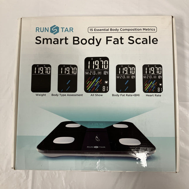 Run Star Smart Body Fat Scale FG2210LB Bluetooth Fitness APP Connect 15 Metrics - Long Island Liquidation