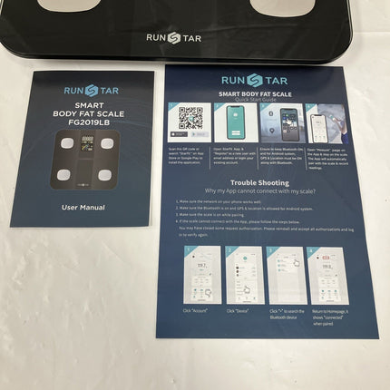 Run Star Smart Body Fat Scale FG2210LB Bluetooth Fitness APP Connect 15 Metrics - Long Island Liquidation