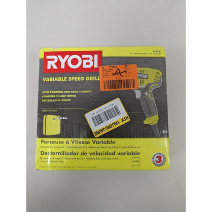 Ryobi 5.5 - Amp 3/8 in. Variable Speed Corded Electric Drill - D43K - Long Island Liquidation