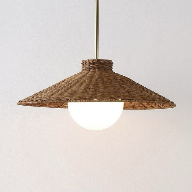 Safavieh Kalena Rattan and Metal Pendant in Natural / Brass - Long Island Liquidation