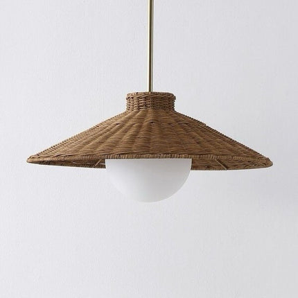 Safavieh Kalena Rattan and Metal Pendant in Natural / Brass - Long Island Liquidation