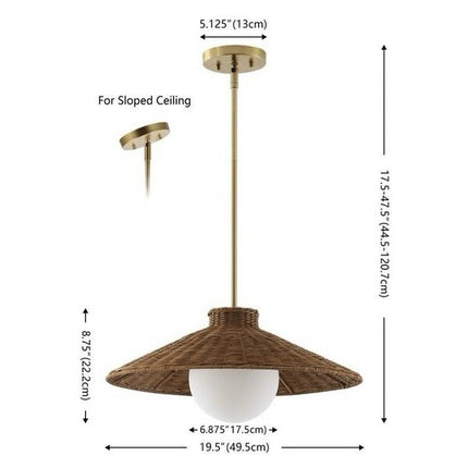 Safavieh Kalena Rattan and Metal Pendant in Natural / Brass - Long Island Liquidation