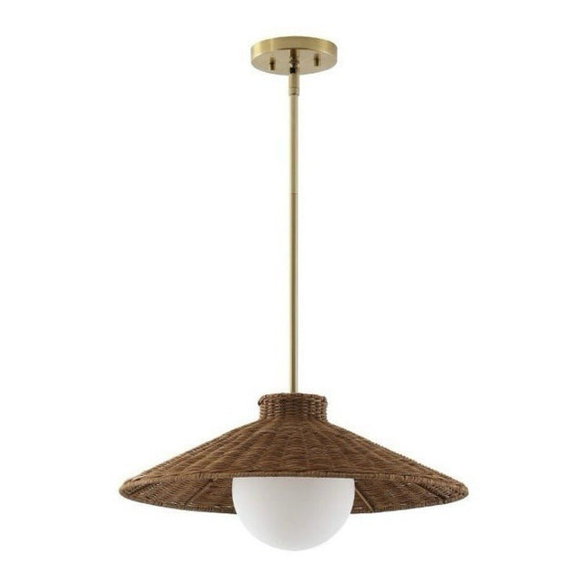 Safavieh Kalena Rattan and Metal Pendant in Natural / Brass - Long Island Liquidation