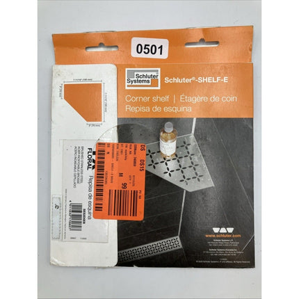 Schluter SES2D5EB Shelf - E Floral Design Corner Shelf - Brushed Stainless Steel. - Long Island Liquidation