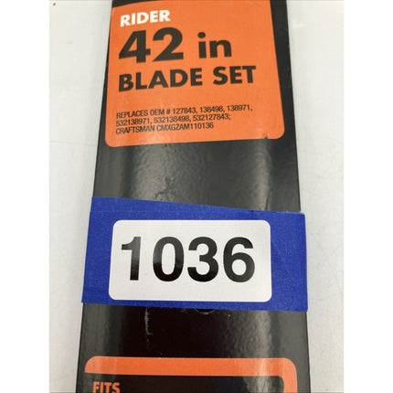 Set PowerCare 42" Rider Blade Set 1003 917 832 fits Craftsman,Husqvarna & Poulan - Long Island Liquidation