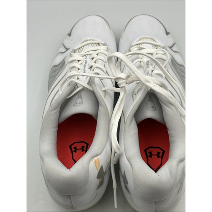 Size 13 - Under Armour Command MC Mens Lacrosse LAX Cleats White / Silver - Long Island Liquidation