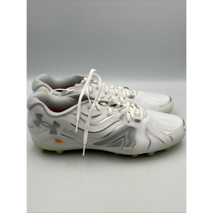 Size 13 - Under Armour Command MC Mens Lacrosse LAX Cleats White / Silver - Long Island Liquidation